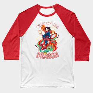 Chinese New Year 2024 Year of The Dragon Fireworks Baseball T-Shirt